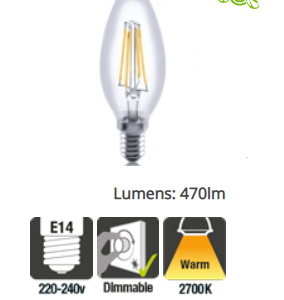 Integral Candle Filament Omni Lamp E14 4.5W (31W) 2700K 470lm Dimmable