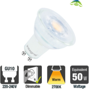 Integral GU10 Glass PAR16 5.6W (50W) 2700K 400lm Dimmable Lamp