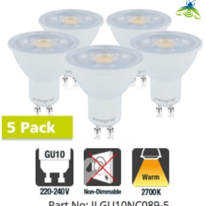 Integral GU10 PAR16 4.7W (53W) 2700K 410lm Non-Dimmable Lamp - 5 PACK