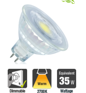 Integral MR16 Glass GU5.3 5.2W (35W) 2700K 390lm Dimmable Lamp